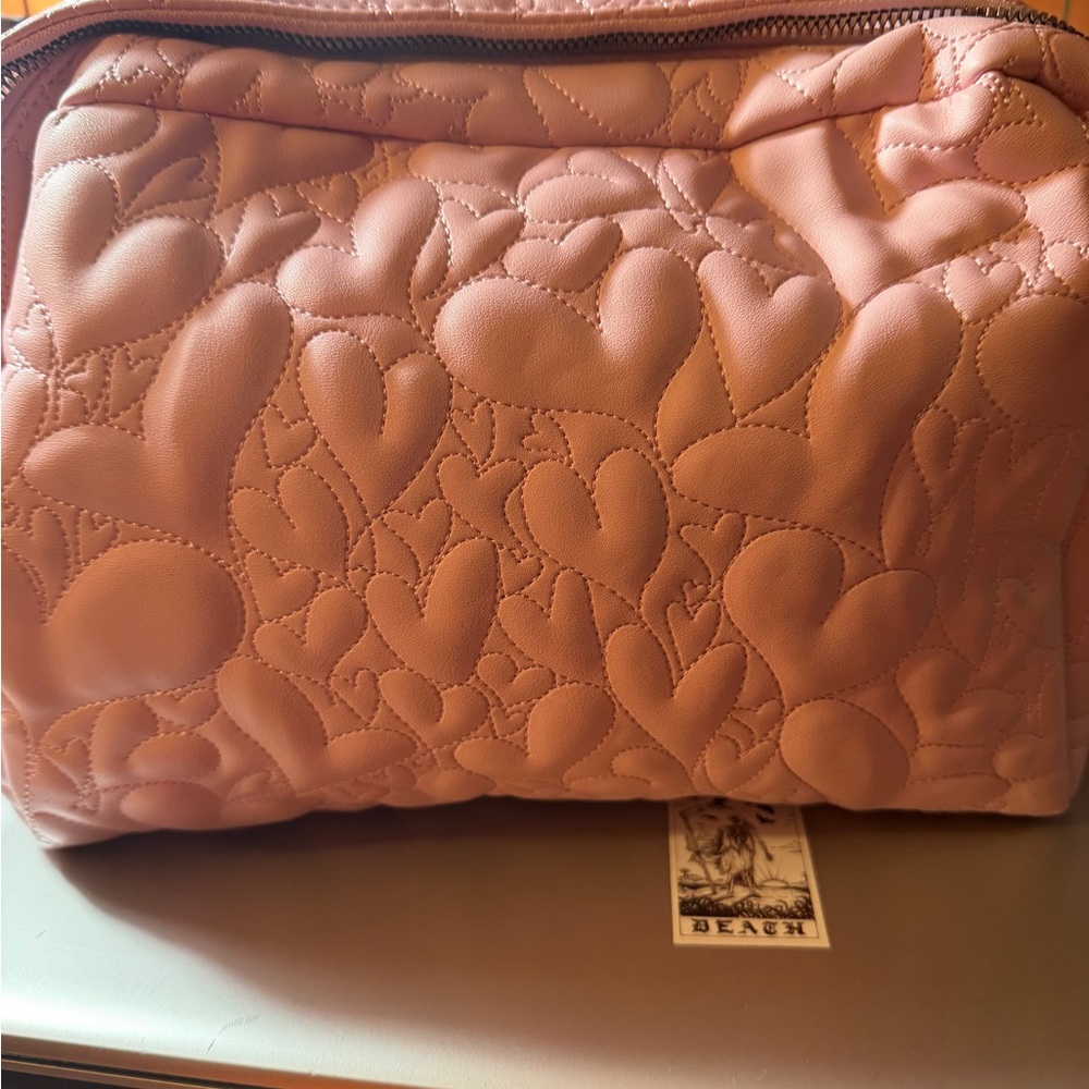 Betsey Johnson Pink Quilted Heart Cosmetic Bag. NWT - Picture 5 of 12